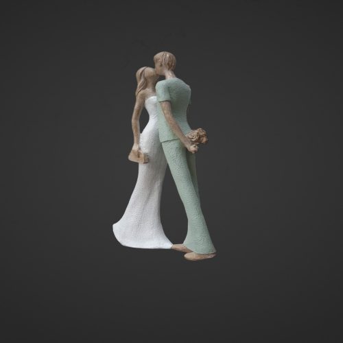 Сувенир «Влюблённые. Поцелуй» бело-зелёный