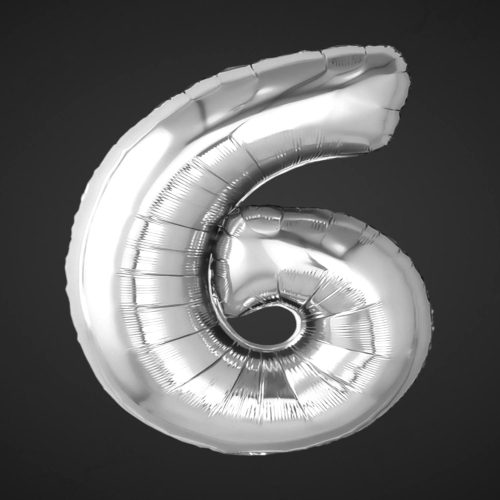 Фольгированная цифра 6, декор, праздник